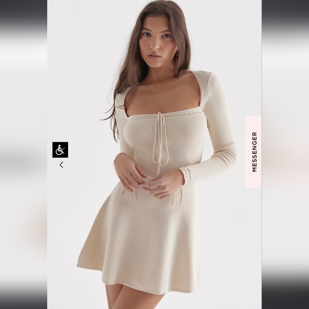 House of CB Caprice Cream Dainty Knit Dress SMALL